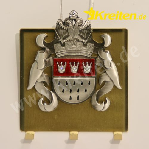 Schlüsselbrett Kölner Wappen mit Helmzier